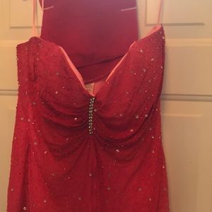 Ombré pink/fuchsia beaded evening gown